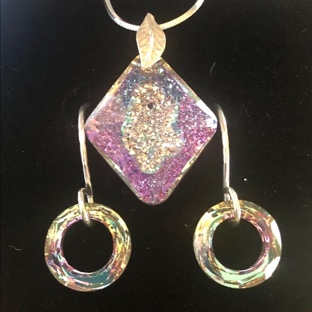 .925 Sterling Silver and Swarovski Crystal set